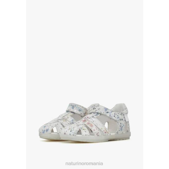 copii Naturino alb vedea sandale semi-închise din piele intoarsa 4J4P328