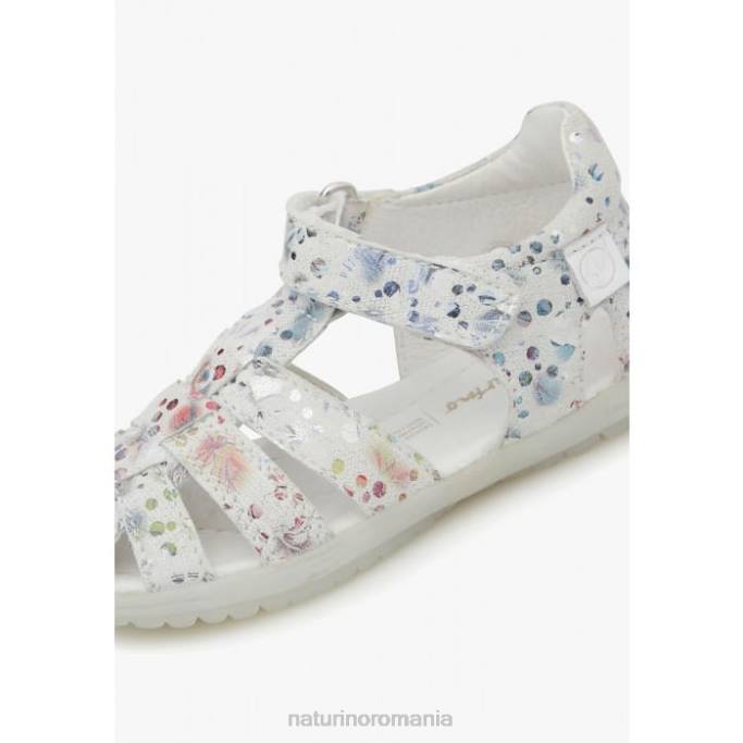 copii Naturino alb vedea sandale semi-închise din piele intoarsa 4J4P328