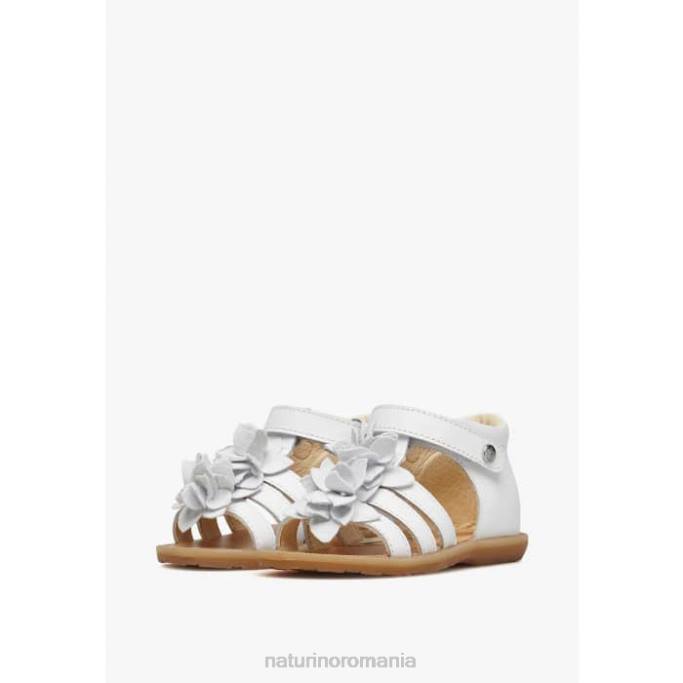copii Naturino alb zoeyy sandale din piele cu flori aplicate 4J4P239
