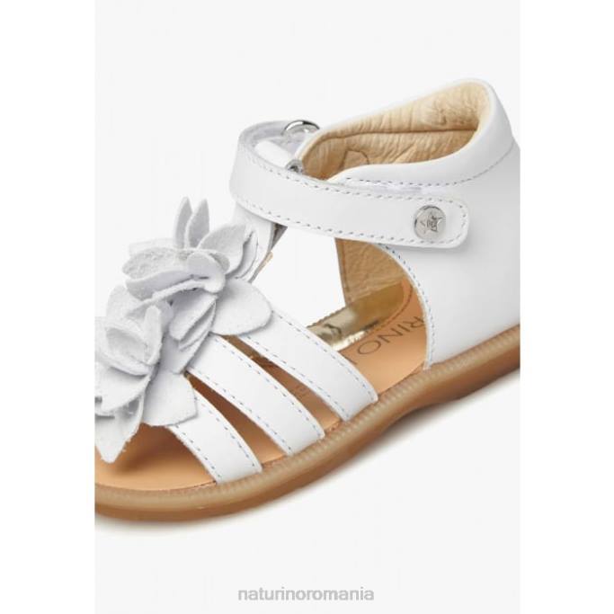 copii Naturino alb zoeyy sandale din piele cu flori aplicate 4J4P239