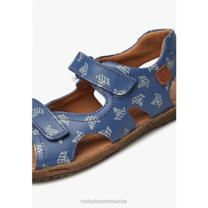 copii Naturino albastru deschis cer sandale din piele nappa cu imprimeu barca 4J4P228