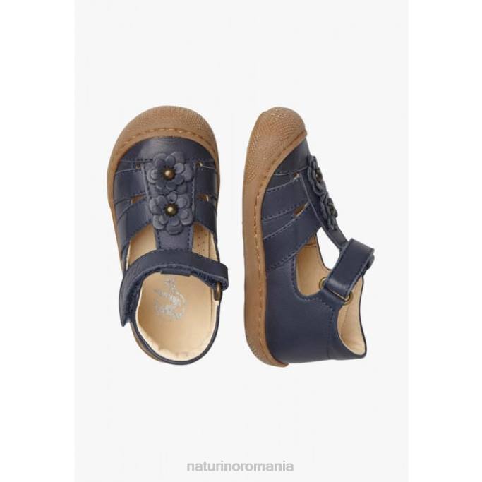 copii Naturino albastru maggy sandale semi-inchise cu flori aplicate 4J4P593