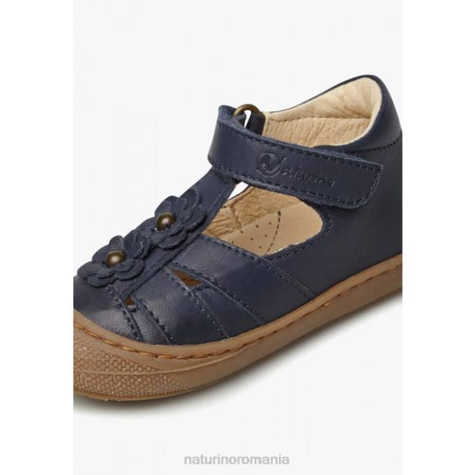 copii Naturino albastru maggy sandale semi-inchise cu flori aplicate 4J4P593