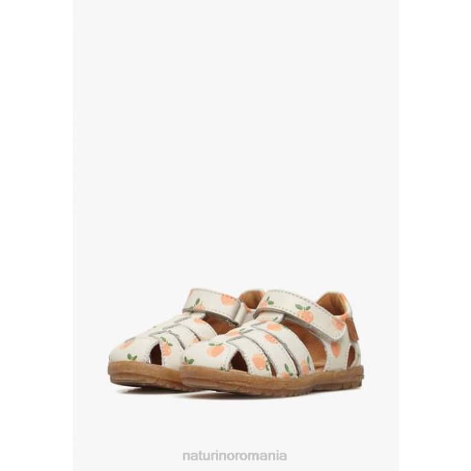 copii Naturino cremă vedea sandale din piele cu imprimeu caise 4J4P303