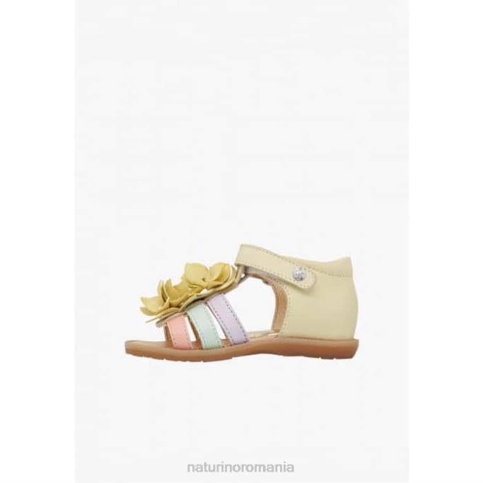 copii Naturino galben zoeyy sandale din piele cu flori aplicate 4J4P242
