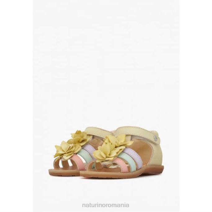 copii Naturino galben zoeyy sandale din piele cu flori aplicate 4J4P242