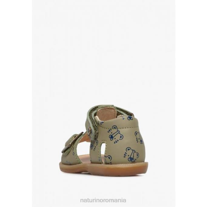 copii Naturino gri quarzo sandale din piele cu imprimeu tigru 4J4P309