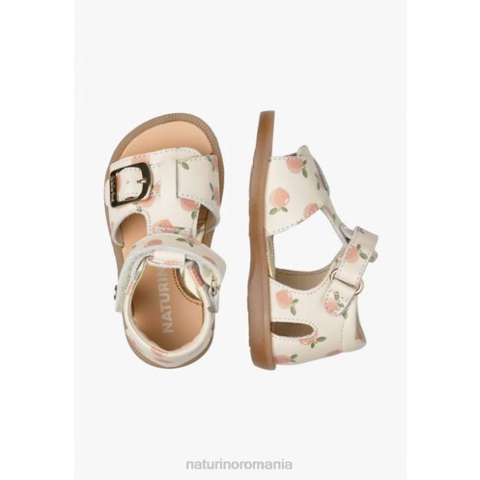 copii Naturino lapte quarzo sandale din piele cu imprimeu caise 4J4P307