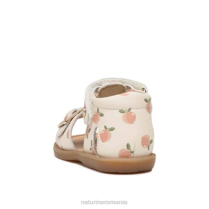 copii Naturino lapte quarzo sandale din piele cu imprimeu caise 4J4P307