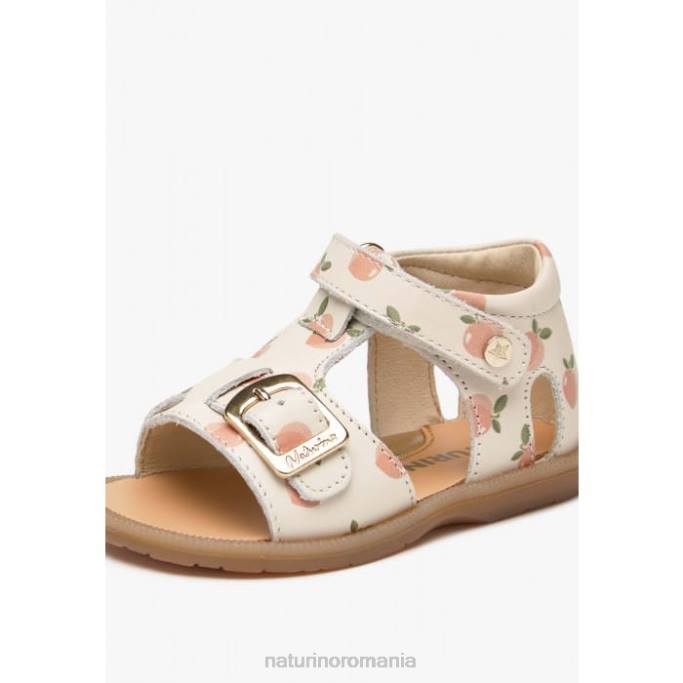 copii Naturino lapte quarzo sandale din piele cu imprimeu caise 4J4P307