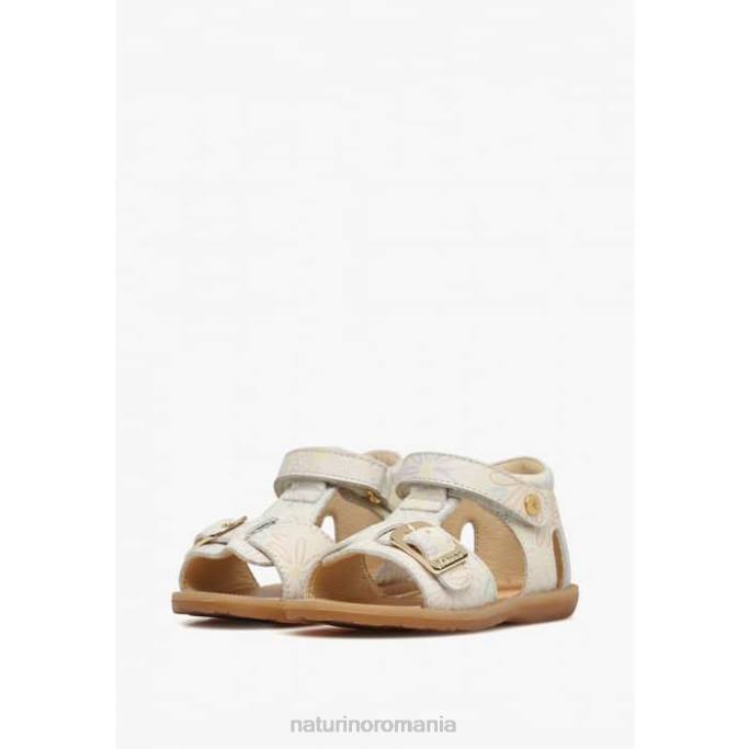 copii Naturino lapte quarzo sandale din piele cu imprimeu flori 4J4P549