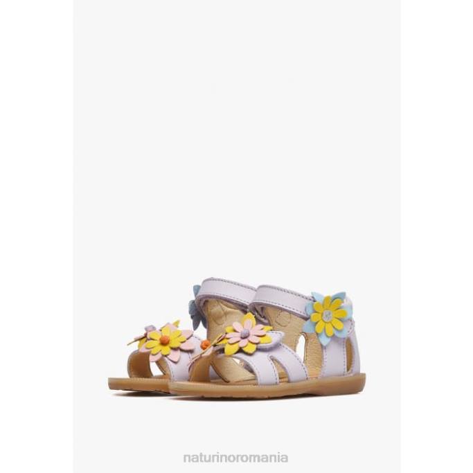 copii Naturino liliac giamima sandale din piele cu flori aplicate 4J4P235