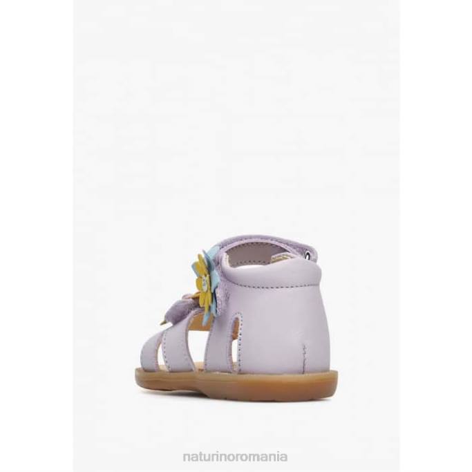 copii Naturino liliac giamima sandale din piele cu flori aplicate 4J4P235
