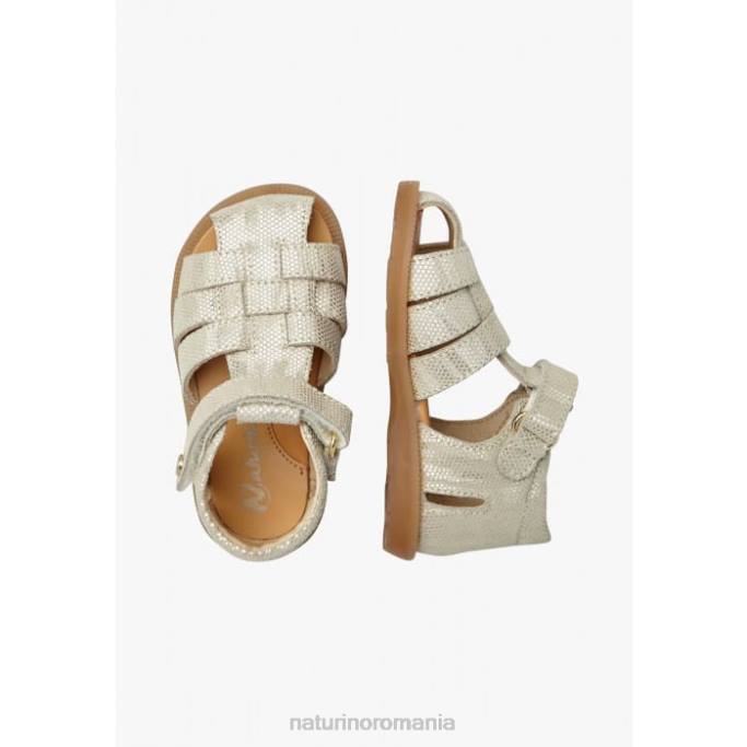 copii Naturino platină zafiro sandale semideschise din piele intoarsa laminata 4J4P331