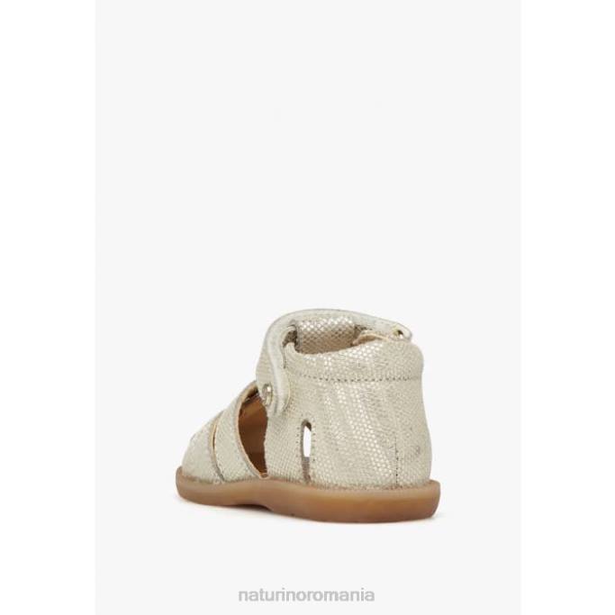 copii Naturino platină zafiro sandale semideschise din piele intoarsa laminata 4J4P331