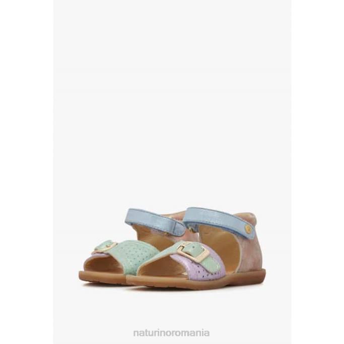 copii Naturino roz-albastru deschis-verde jead sandale din piele si piele intoarsa 4J4P245