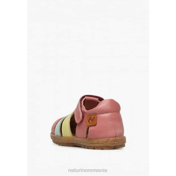 copii Naturino roz-galben vedea sandale din piele semiînchise 4J4P302