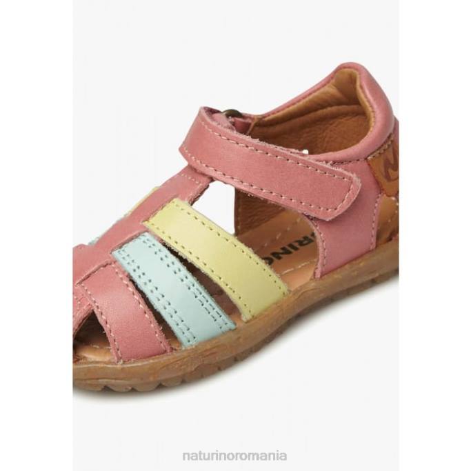 copii Naturino roz-galben vedea sandale din piele semiînchise 4J4P302