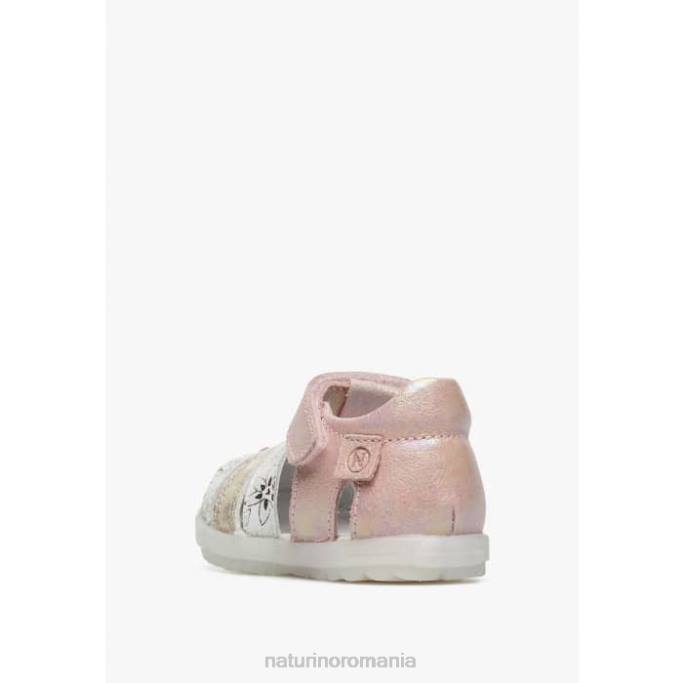 copii Naturino roz-platină vedea sandale semi-inchise din piele metalizata 4J4P249
