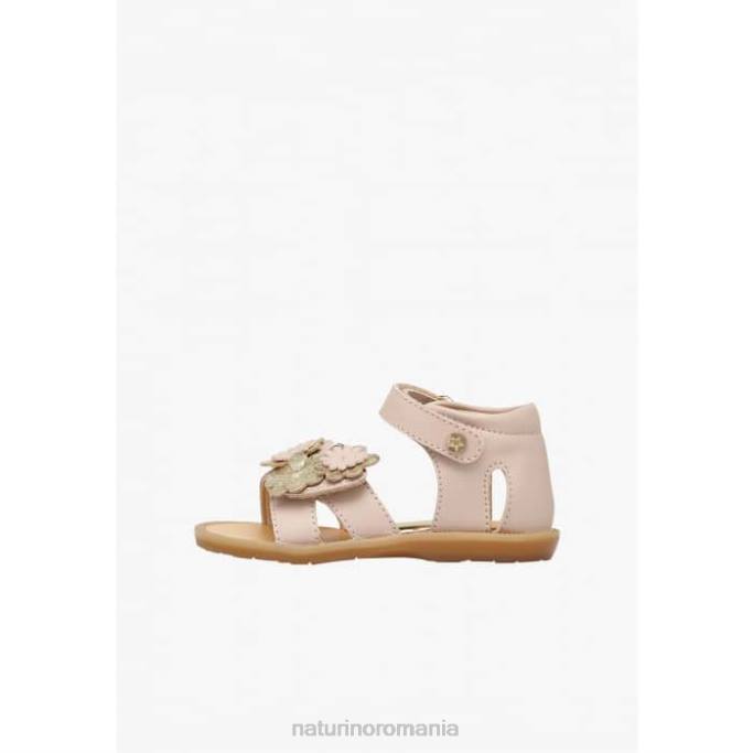 copii Naturino roz pudra cariera sandale din piele cu flori aplicate 4J4P552