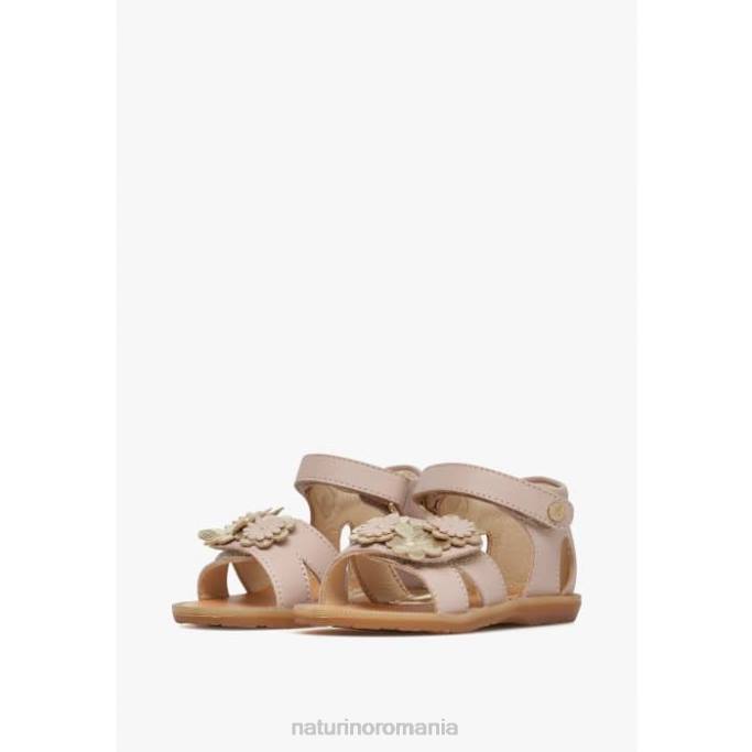 copii Naturino roz pudra cariera sandale din piele cu flori aplicate 4J4P552