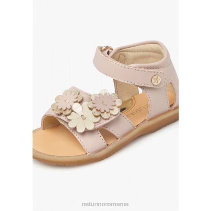copii Naturino roz pudra cariera sandale din piele cu flori aplicate 4J4P552