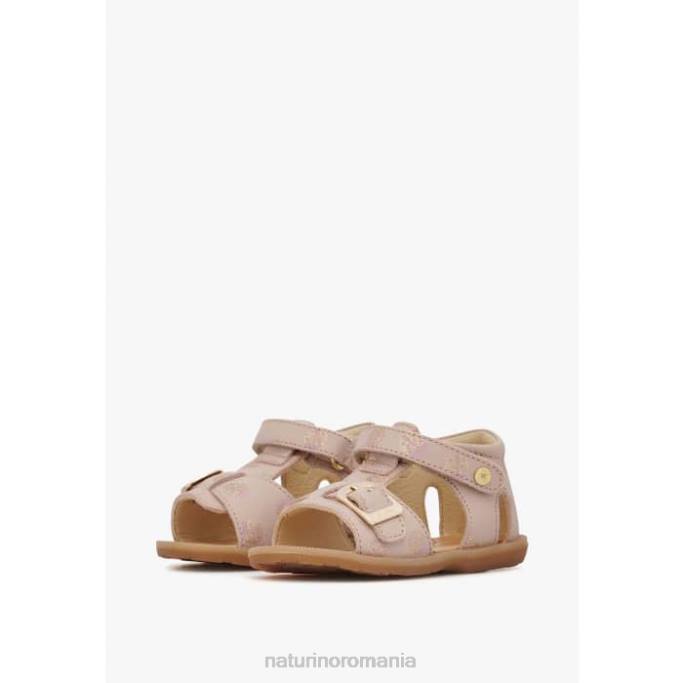 copii Naturino roz pudra quarzo sandale din piele cu imprimeu sclipici 4J4P230
