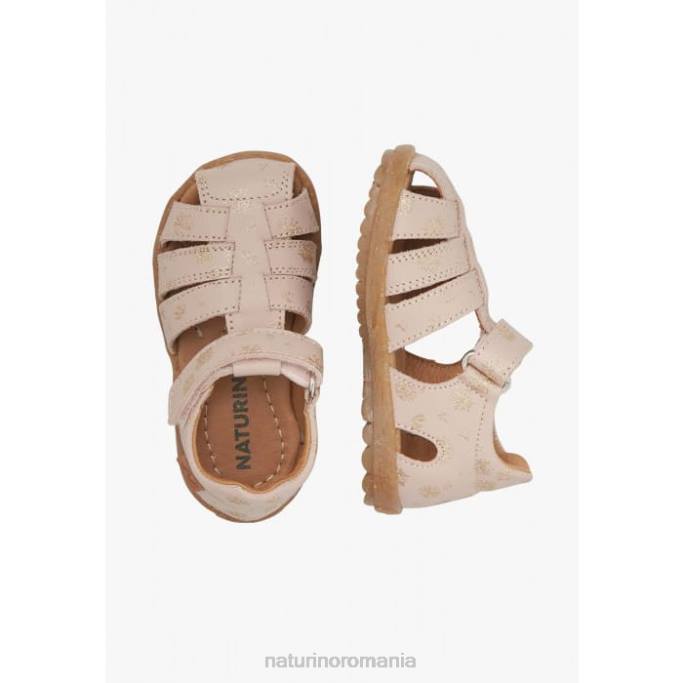 copii Naturino roz pudra vedea sandale din piele cu imprimeu sclipici 4J4P298