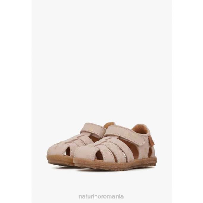 copii Naturino roz pudra vedea sandale din piele cu imprimeu sclipici 4J4P298