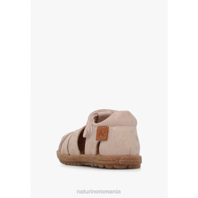 copii Naturino roz pudra vedea sandale din piele cu imprimeu sclipici 4J4P298