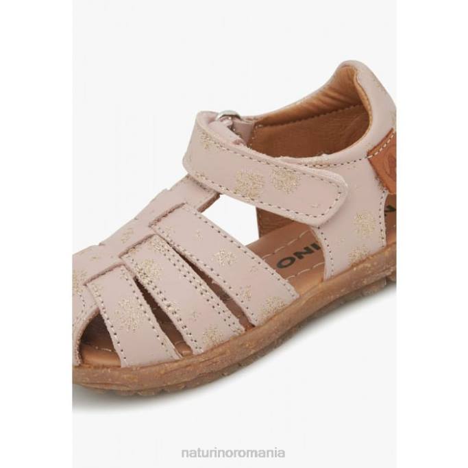 copii Naturino roz pudra vedea sandale din piele cu imprimeu sclipici 4J4P298