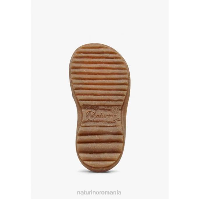 copii Naturino verde-roz begonie sandale din piele nappa cu flori aplicate 4J4P248